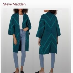 Copy Steve Madden Chevron  Kimono Open Front Duster Cardigan Emerald Green OS…